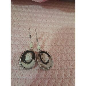 Wrangler Western Hat Drop Dangle Earrings Country Horsehair Turquoise